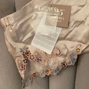 NWT La Perla Maison Rainbow Sleep Shorts in Blush Pink with Embroidered Tulle